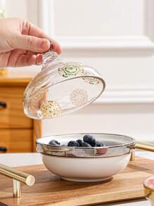 1pc Ceramic Baking Bowl For Desserts Such As Creme Caramel, Egg Pudding, Steam Egg And Fruit Salad, With Lid, Suitable For Home Use - Pink - View 6