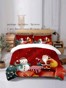 3pcs Christmas Printed Duvet Cover Set - Multicolor - View 1