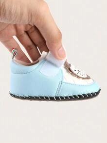 春秋新生儿卡通学步鞋防滑软底鞋0-6-12个月男童女童婴儿休闲鞋 - 淺藍色 - 查看 6