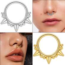 1 件鼻中隔环 16G 鼻中隔珠宝尖刺软骨耳轮耳环铰链节无缝鼻环耳甲穿孔珠宝 - 5 釘狀隔環 - 查看 8