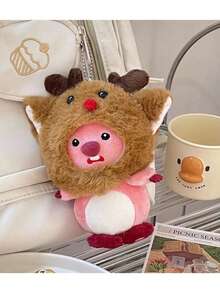 吐司海狸造型毛绒玩偶挂件，可爱卡通创意个性化包包吊坠 - 粉色 - 查看 6