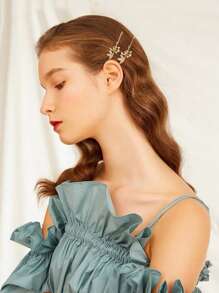 2入組,優雅,簡單,多功能,休閒一線夾,金屬葉裁剪器,鹿角劉海夾,側夾,適用於日常使用 - 金色 - 查看 2