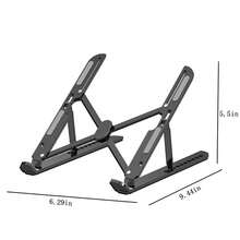 1pc Portable Home Office Tablet Table Stand, Adjustable Height Laptop Stand Aluminum Laptop Stand - Black - View 4