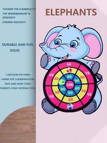 卡通動物設計鏢和黏球套裝,附有大象圖案,充滿樂趣和教育性的兒童玩具 - 藍色 - 查看 4