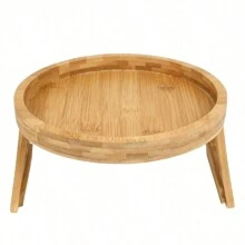 沙發托盤、便攜式沙發扶手托盤、圓形儲物托盤、可折疊沙發托盤桌 1 件 - 杏色 - 查看 7