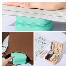 Pu皮革旅行首飾盒,帶有素描花卉圖案,伴娘禮物,女孩和女士生日禮物 - 08-Gold - 查看 5