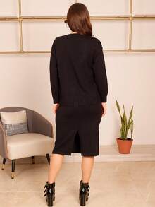 RED MARINE Cable Knit Sweater And Skirt Set - Black - View 2