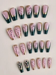 法式風格珠寶金邊指甲貼,適用於美甲藝術 - 彩色 - 查看 3