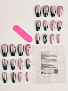 法式風格珠寶金邊指甲貼,適用於美甲藝術 - 彩色 - 查看 4