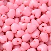 100入組亮光塑膠可愛夾層愛心珠子,直徑10mm,帶有2mm孔洞,淡粉色珠子心形,製作情人節珠寶首飾 - Heart - 查看 13