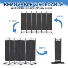 FCH 6FT 4-Fold Top With Shape 130g Polyester Cloth Plastic Feet Carbon Steel Frame Foldable Screen Black - Black - View 8