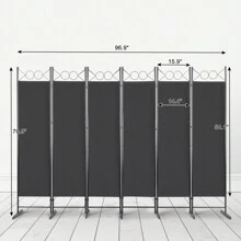 FCH 6FT 4-Fold Top With Shape 130g Polyester Cloth Plastic Feet Carbon Steel Frame Foldable Screen Black - Black - View 10