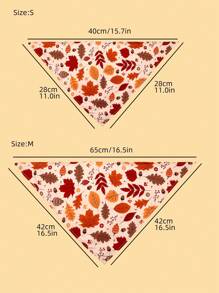 1只宠物三角巾与枫叶和南瓜相间图案,适用于猫和狗,装饰配件 - 彩色 - 查看 3