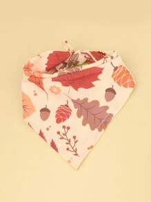 1只宠物三角巾与枫叶和南瓜相间图案,适用于猫和狗,装饰配件 - 彩色 - 查看 6