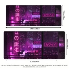 1pc Cyber Vaporwave Style Gaming Mouse Pad, Extended Large Mouse Mat Big Mousepad, Keyboard Stitched Edges Big Mousepad For Computer Pc Laptop, 31.5×11.8in