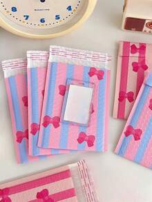 5pcs/Set Pink & Blue Bowknot Design Bubble Mailer Padded Envelope Packaging Bag - Blue - View 4