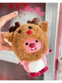 吐司海狸造型毛绒玩偶挂件，可爱卡通创意个性化包包吊坠 - 粉色 - 查看 4