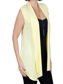 Women Sweater Vests - 黃色 - 查看 5