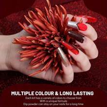 聖誕主題8色壓克力套裝,含指甲藝術3合1套裝,可雕刻、浸泡、延伸、水晶、沙龍、紫外線凝膠指甲貼,10g瓶裝 - 彩色 - 查看 5