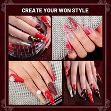 聖誕主題8色壓克力套裝,含指甲藝術3合1套裝,可雕刻、浸泡、延伸、水晶、沙龍、紫外線凝膠指甲貼,10g瓶裝 - 彩色 - 查看 3