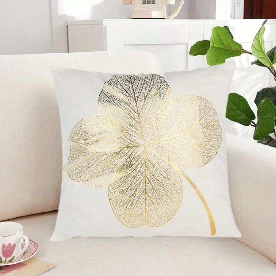 1入組45x45cm黃金押花正方形枕套,適用於家居、房間、臥室、花園裝飾,適合客廳、沙發、臥室、辦公室、汽車使用,亦可稱為靠墊套 - 彩色 - 查看 1