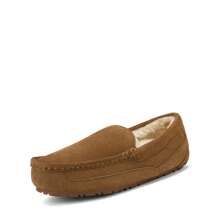 Men's House Slippers Moccasin Indoor Outdoor Fuzzy Furry Loafers Warm Comfortable Shoes - Cà phê nâu - Xem 2