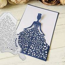 1 件歐式婚禮金色美麗女孩空心婚禮情人節壓花刀模具切割模具,diy 剪貼簿相冊工藝裝飾壓花工具 - 銀色 - 查看 4