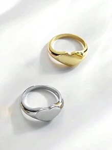 1pc Fashionable Simple Solid Small Heart Shaped 14k Gold Plated Titanium Steel Ring, Unisex, Perfect For Valentine's Day, Mother's Day, Father's Day, Brings Romantic Atmosphere,Mom,Mother,Mother's Day,Gift