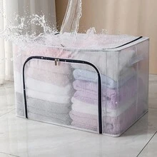 1 Miếng Lớn Quần áo Dây kéo Hộp , Chống bụi Tủ , Trẻ em Đồ chơi Hộp trữ , Đa năng Chăn bông Thùng đựng hàng , - Màu xanh lam - Xem 6
