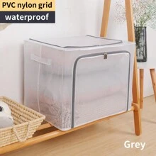 1 Miếng Lớn Quần áo Dây kéo Hộp , Chống bụi Tủ , Trẻ em Đồ chơi Hộp trữ , Đa năng Chăn bông Thùng đựng hàng , - Màu xanh lam - Xem 9