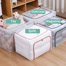 1 Miếng Lớn Quần áo Dây kéo Hộp , Chống bụi Tủ , Trẻ em Đồ chơi Hộp trữ , Đa năng Chăn bông Thùng đựng hàng , - Màu xanh lam - Xem 5