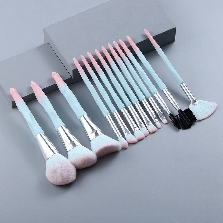 New Arrival 13pcs Diamond Makeup Brushes With Crystal Handle Powder Brush, Portable Beauty Tool,Brush Set,Makeup Brush Kit,Make Up Brush Set,Make Up Set Complete,Makeup Brush Set,Complete Makeup Kit,Brush Kit,Brushes Makeup Set,Makeup Gift Set,Set - Mint Green - View 1