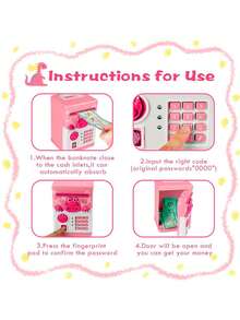 Valentine's Day Ealing Piggy Bank For Boys Girls,Electronic Mini ATM With Digital Password Cash Coins Bills,Kids Safe Money Box,Christmas Birthday Gifts For Kids - 粉色 - 查看 4