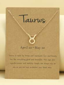1 件 12 星座符號吊墜項鍊,帶生肖卡,鎖骨鏈,派對幸運生日禮物,女士日常佩戴 - 金黃色 - 查看 13