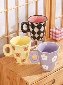 1 件陶瓷手工杯，极具吸引力，儿童早餐牛奶杯 - 彩色 - 查看 5