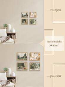 4 幅植物畫布畫復古法國鄉村繪畫海報鄉村風景壁畫橙色杯牆壁畫檸檬藝術印刷品北歐海報客廳牆壁裝飾無框 - 杏色 - 查看 7