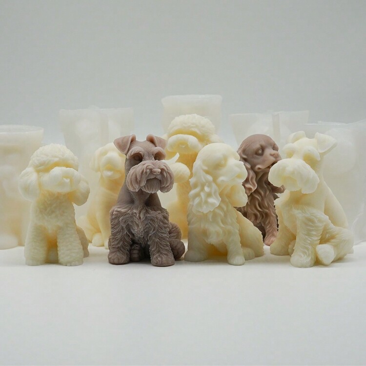 3d 硅胶模具，适用于金毛猎犬、泰迪熊、贵宾犬、拉布拉多犬蜡烛制作、香气装饰、树脂艺术工艺模型、创意宠物 DIY 礼品工具 - 白色 - 查看 6