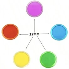 300 Pieces 17mm 5 Color  Red, Green, Yellow,Purple And Blue, Magnetic Transparent Bingo Counting Chips With Metal Edge