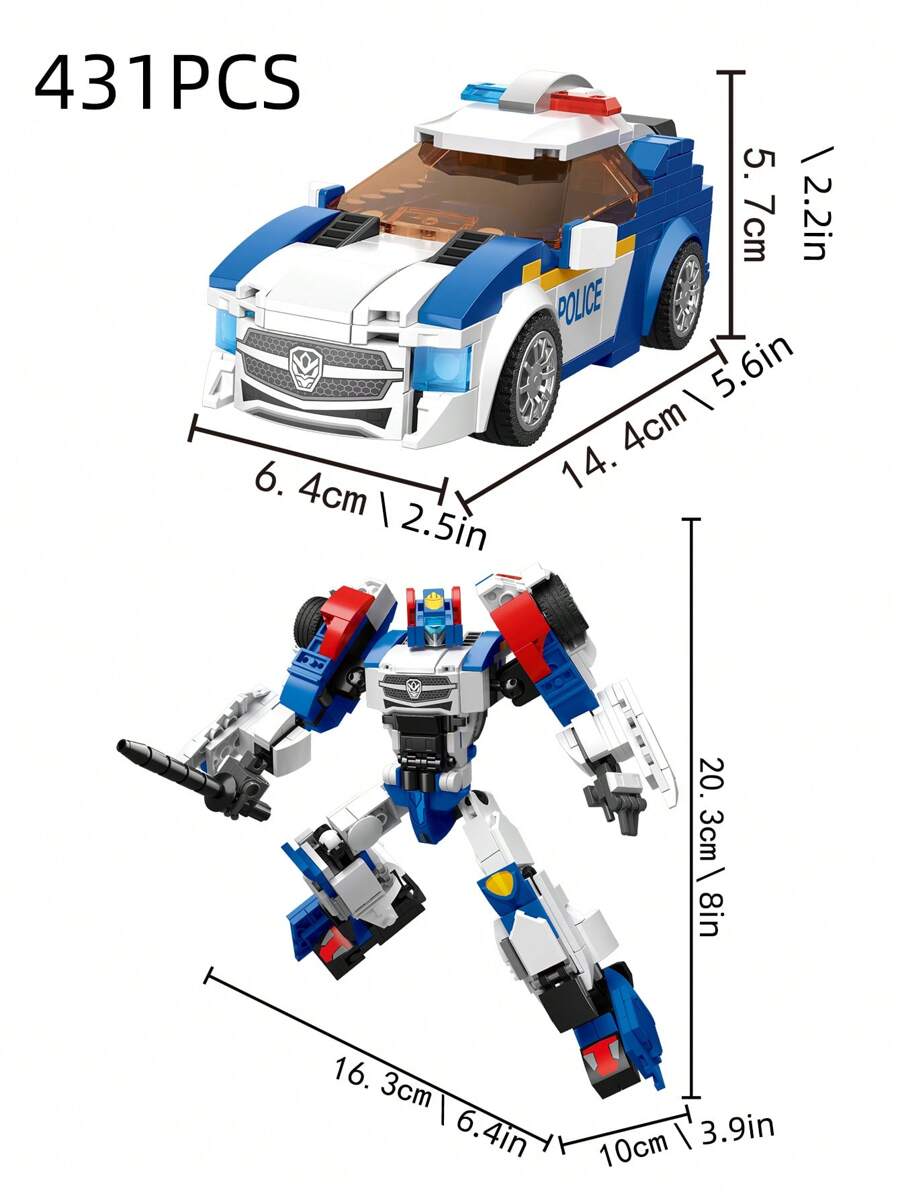 431pcs Minifigures Building Blocks 2in1 Police Robot Toy Model