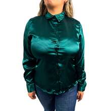 Fashionable Green Satin Blouse - Green - View 2