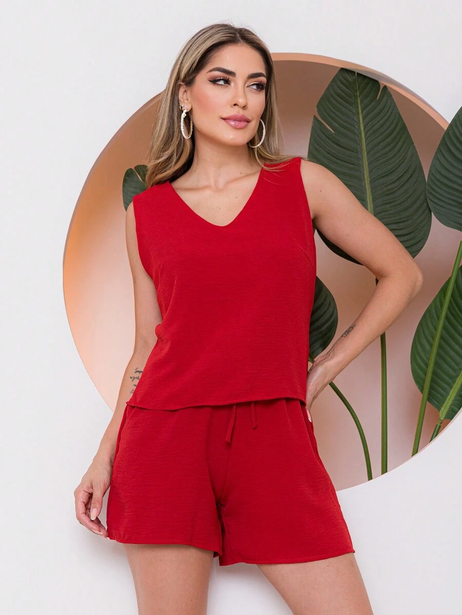 Women Two-Piece Outfits - Rojo - Ver 1