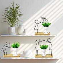 鐵製人物、人造花盆、陽台裝飾、客廳、餐桌、家飾、購物中心和展示櫥窗 - 女孩 - 查看 3