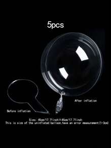 5入組18英寸透明氣泡氦氣球,適用於婚禮生日情人節派對裝飾 - 無色 - 查看 6