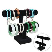 Black Velvet Detachable Bracelet Display Storage Chain Watch T-Bar Rack Jewelry Organizer Display Stand Holder Jewelry Display - 2 Layers - View 1