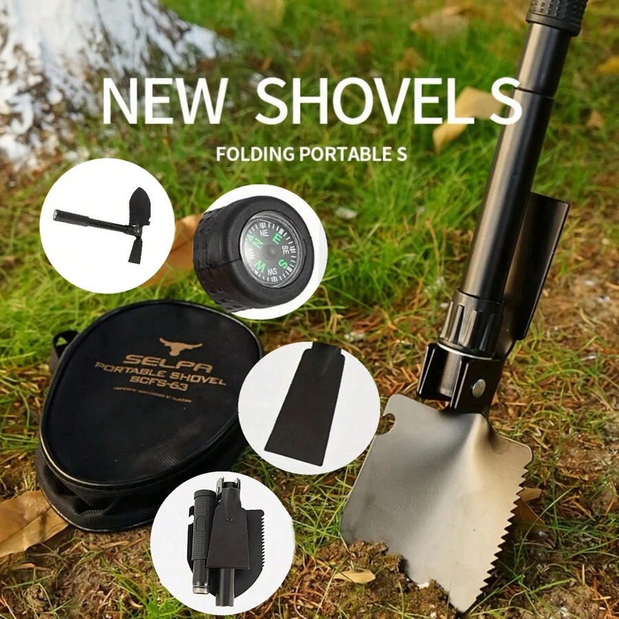 1 件装多功能铲子可折叠铲子花园铲工具方便携带小尺寸多功能铲子防锈适用于露营帐篷登山探险，园林工具，园艺工具 - 黑色 - 查看 1