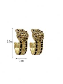 Baroque Vintage Tiger Head C-Shaped Hoop Earring - Multicolor - View 5