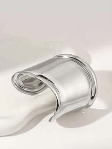 1pc Geometric Wide Cuff Bracelet, Fashionable And Exaggerated - Silver - View 3