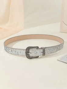 Fashionable Beaded Edge Belt To Accessorize Dresses - Silver - View 4