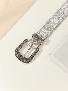 Fashionable Beaded Edge Belt To Accessorize Dresses - Silver - View 3