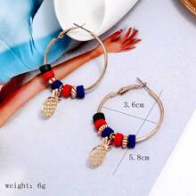 1 對時尚合金水果菠蘿吊墜耳環,時尚女式晚宴珠寶耳環,日常佩戴珠寶配件 - 金色 - 查看 2